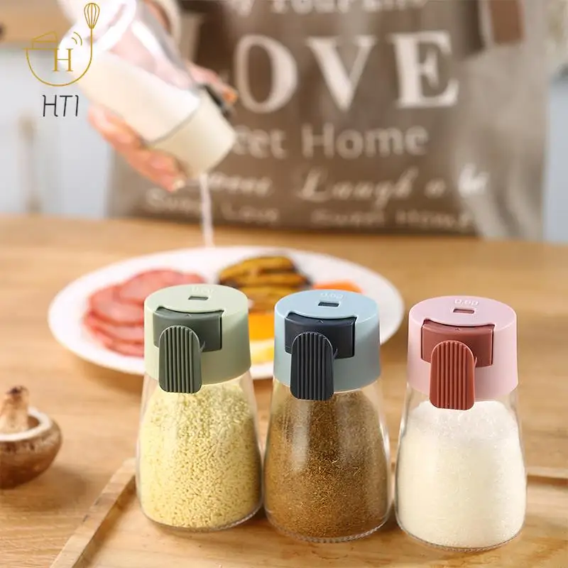 Salt Control Bottle Home Kitchen Sugar Bowl Push Type Seasoning Dispenser Pepper Shaker Spice Salt Sugar Bottle Kitchen Gadgets