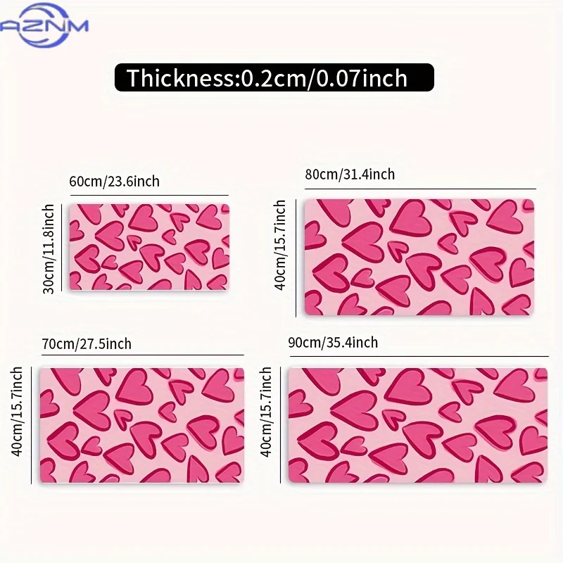 Chic Pink Heart Graffiti Mouse Pad - Non-Slip, Durable Natural Rubber, Washable Desk Mat with Precision Stitched Edges & Vibrant
