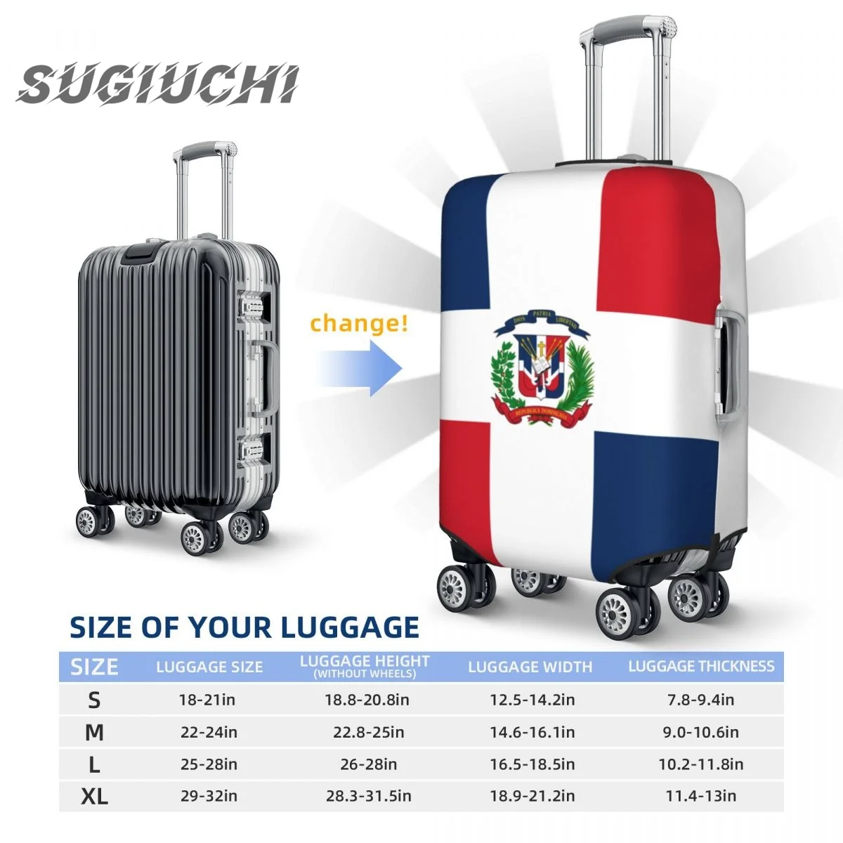 Dominican Republic Country Flag Luggage Cover Suitcase Travel Accessories Printed Elastic Dust Cover Bag Trolley Case Protective