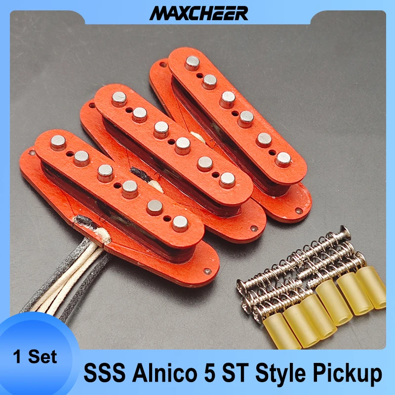 

3Pcs/Set SSS Alnico 5 Pickup ST Style Pickup with Red Fiber Bobbin for Electric Guitar 7.5K/7.5K/7.5K-50/50/52 N/M/B