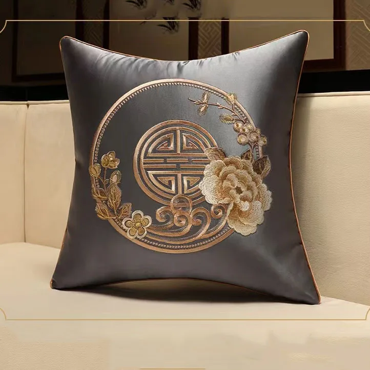 Chinese Style Sofa Embroidered Flower Throw Pillowcover, Classical Cushion Covers, 45x45, 50x50cm