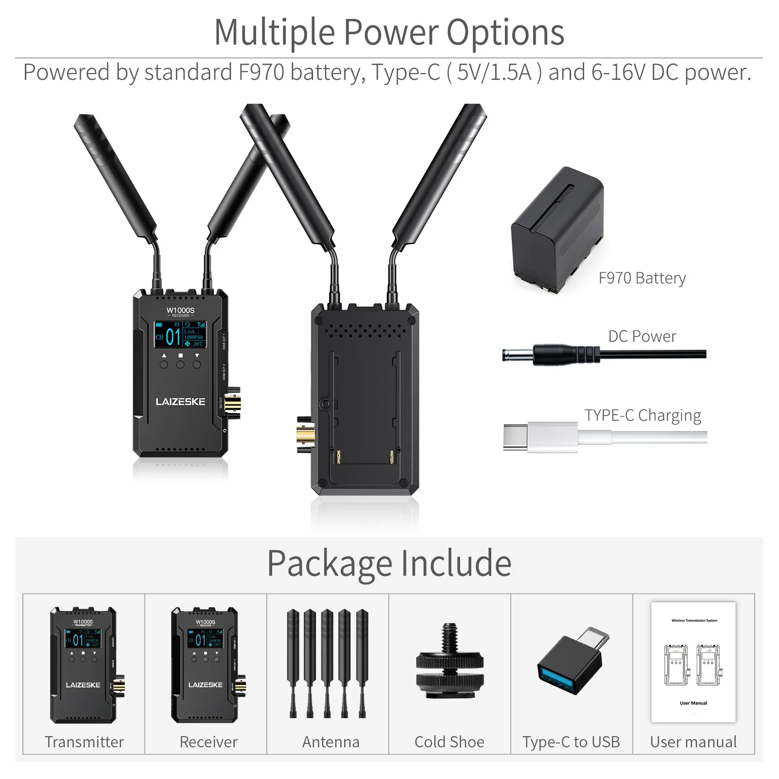 FEELWORLD W1000S Wireless Video Transmission System 1080P HD 1000FT Dual HDMI + SDI Input And Output WIth Full Duplex Intercom