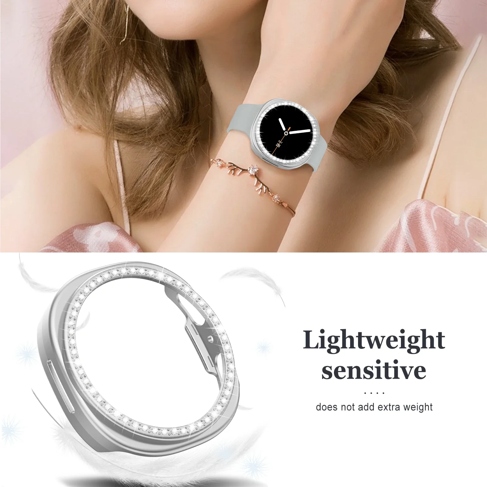 Funda de diamante para Samsung galaxy watch 8, 40mm, 44mm, accesorios, carcasa protectora hueca para mampostería de PC, funda para galaxy watch 8