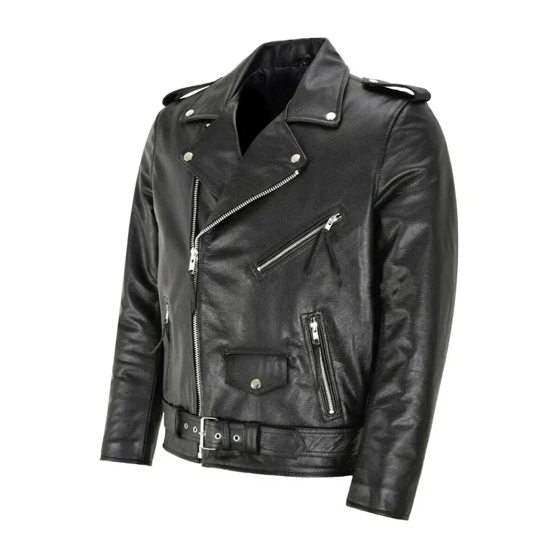 Men's PU Leather Motorcycle Jacket, Slim Fit Coat, Fashion