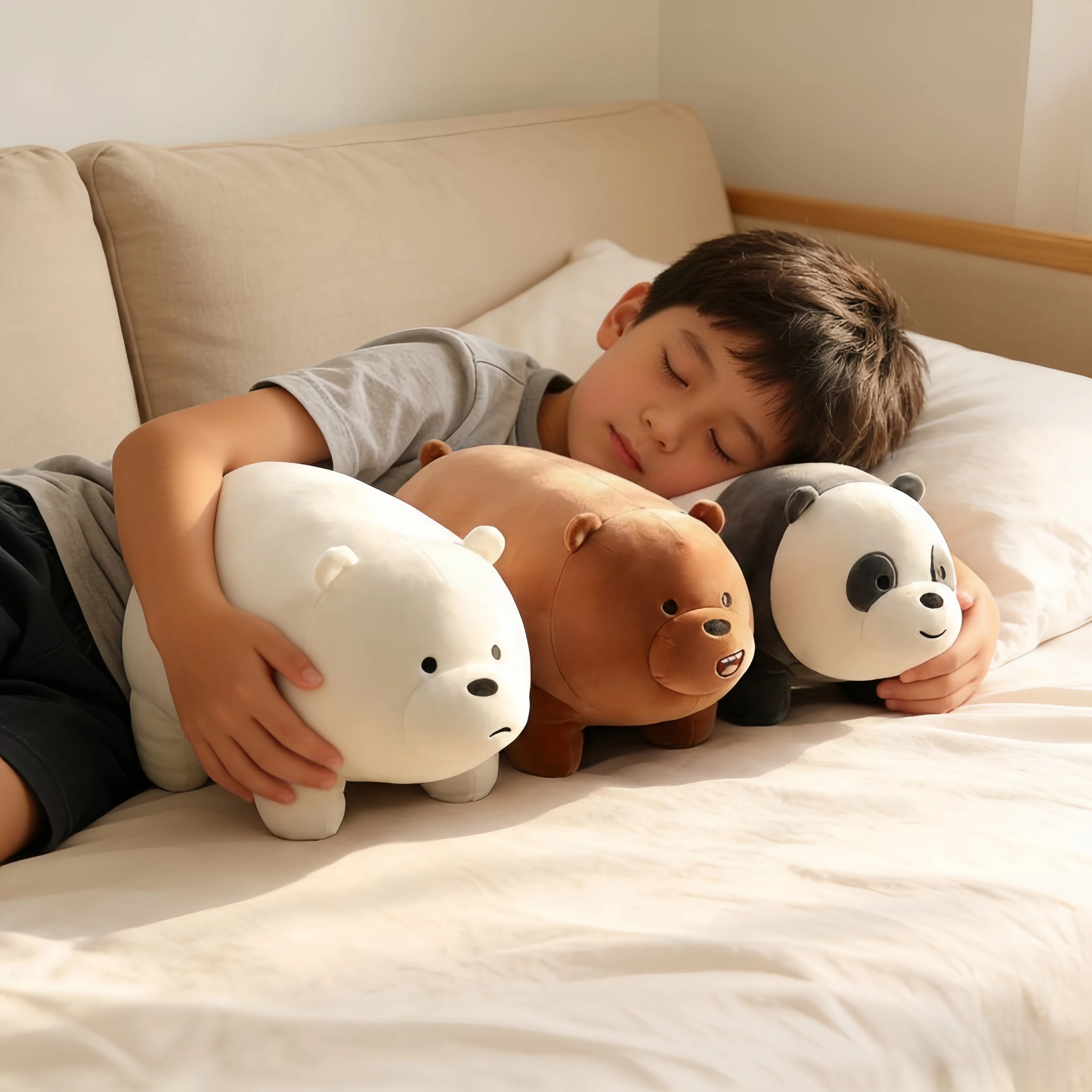 

Мягкие плюшевые игрушки-медведи We Bare Bears: Ультрамягкий гигантский полярный бурый медведь, пушистые подушки для дивана, куклы для объятий, подарок