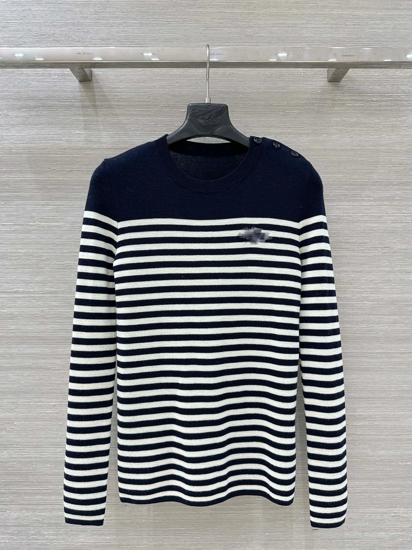 

Ele женская шерстяная трикотажная футболка Long Sve круглого цвета в полоску, повседневный модный мягкий шерстяной топ для повседневной носки