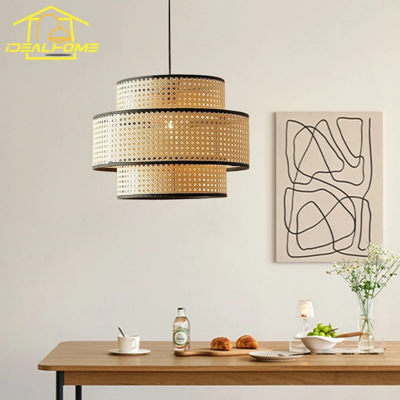 Imagem -04 - Japonês Rattan Tecelagem Zen Art Pingente Decorativo Luzes Led Modernos Luminárias Restaurante Quarto Loja de Roupas Estúdio E27