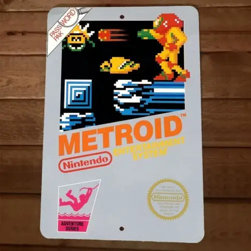 1 pcs,Metroid NES Box Cover 8x12 Metal Wall Video Game Sign Poster