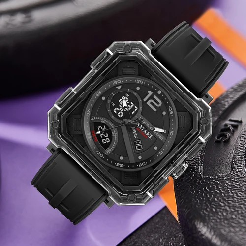 Imagen 2 del producto Relojes militares para hombre, reloj de pulsera resistente al agua hasta 50M, cronómetro con alarma, luz LED, relojes digitales 8121, reloj deportivo para hombre