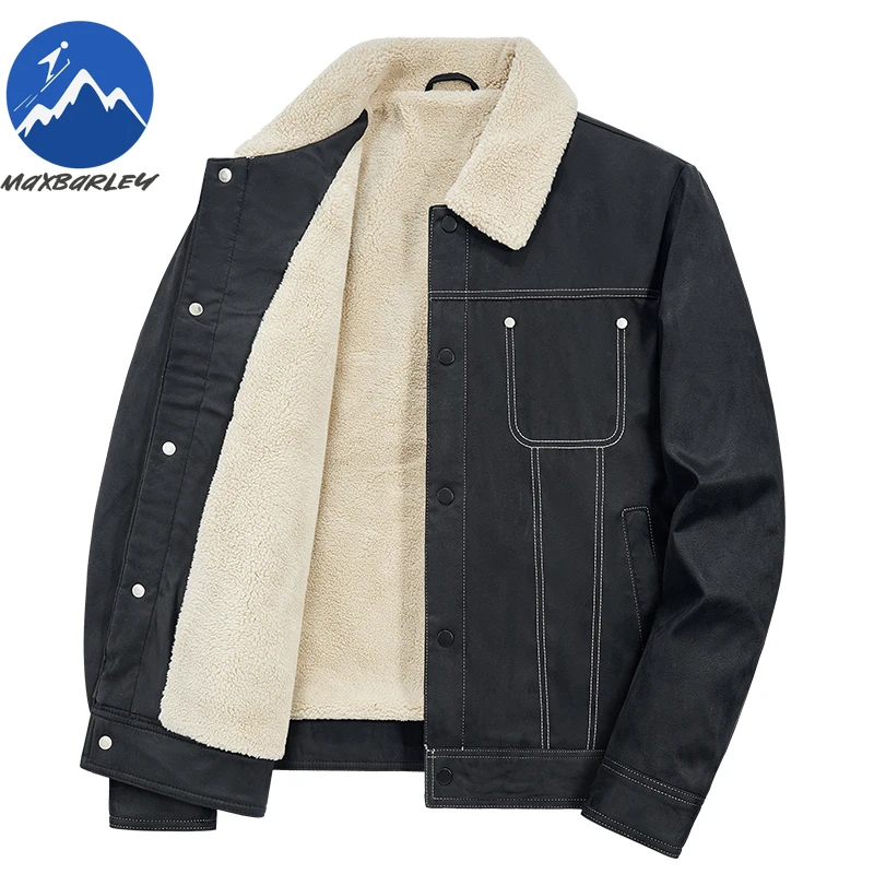 Winter Mens Suede Padded Jackets Fashion Men Mountain Skiing Fleece Warm Windbreaker Coats Men Hiking Thermal Parka Clothing