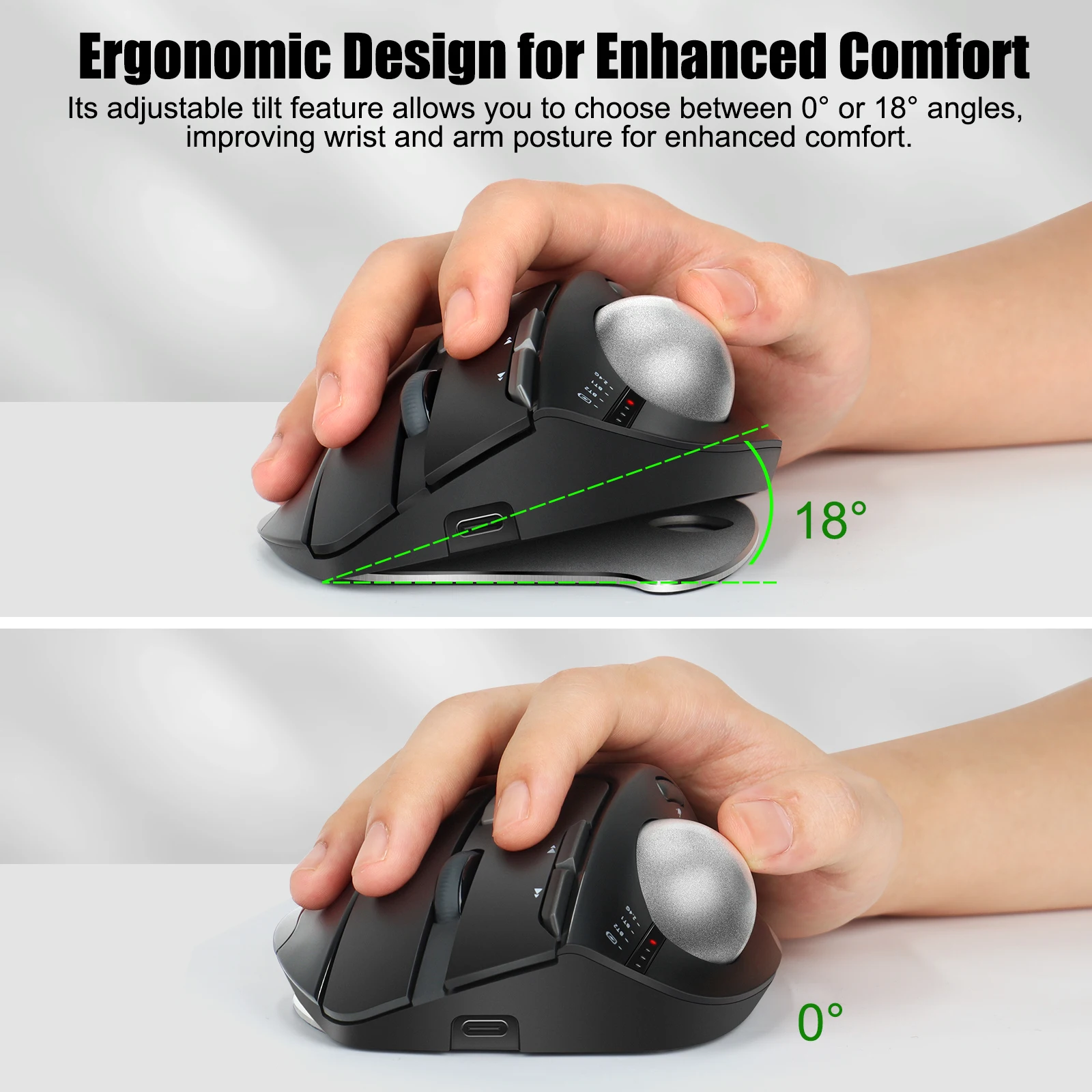 Imagem -05 - Ratos Rollerball Recarregáveis Ergonômicos Rgb 2.4g sem Fio Bluetooth Trackball Mouse para pc Computador Laptop Mac Ios Windows
