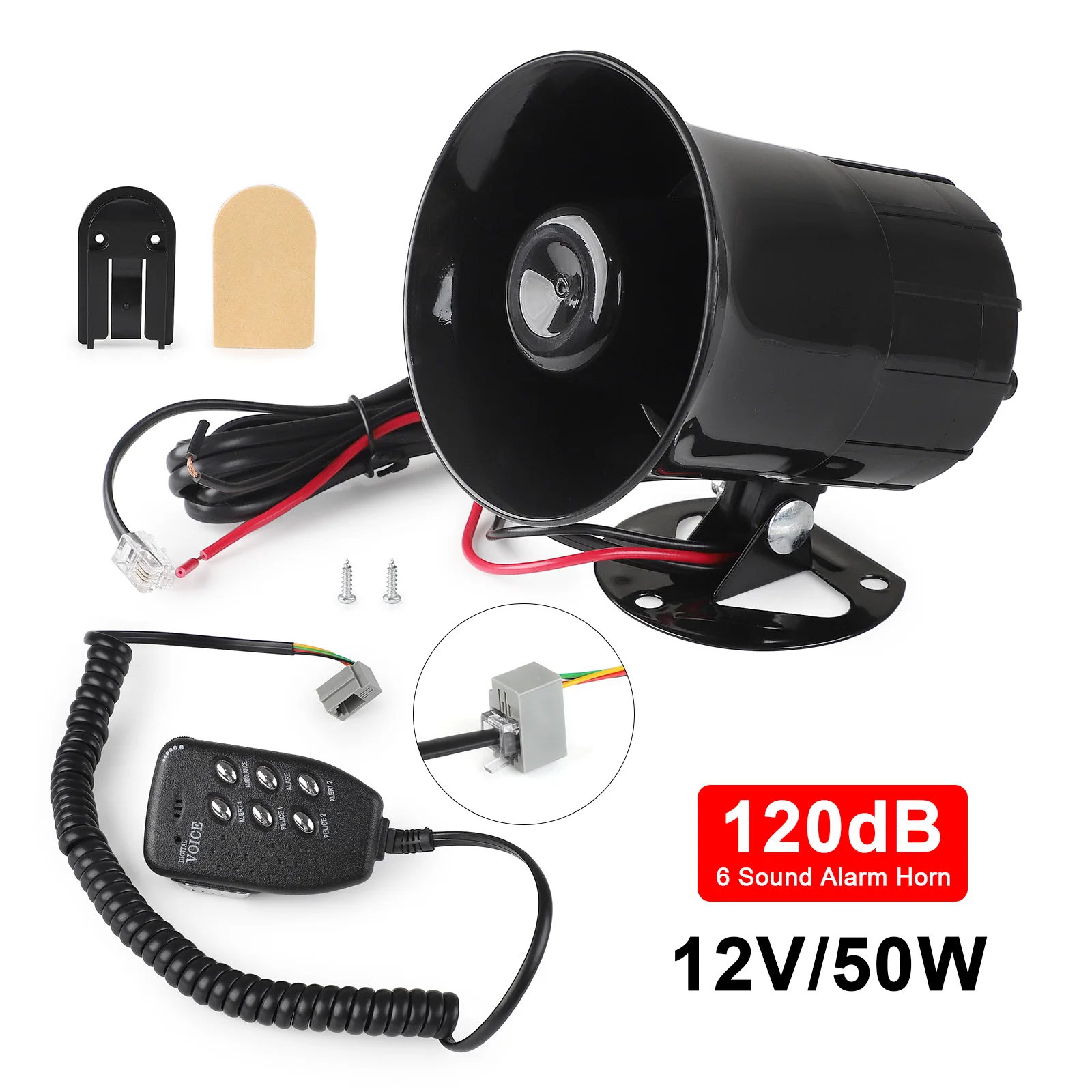 Car Motorcycle Megaphone 6 Tone Loud Speaker Traditional Hooter Ringing Alarm Wailing Ambulance Blaring Police Siren Speaker