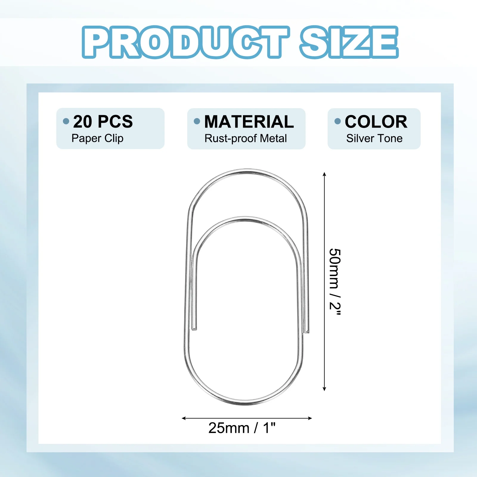 20/50Pc Metal Paper Clips Wide Rust-proof Strong Durable Bulk for Office Supplies Document Organization Binder Bookmarks Planner