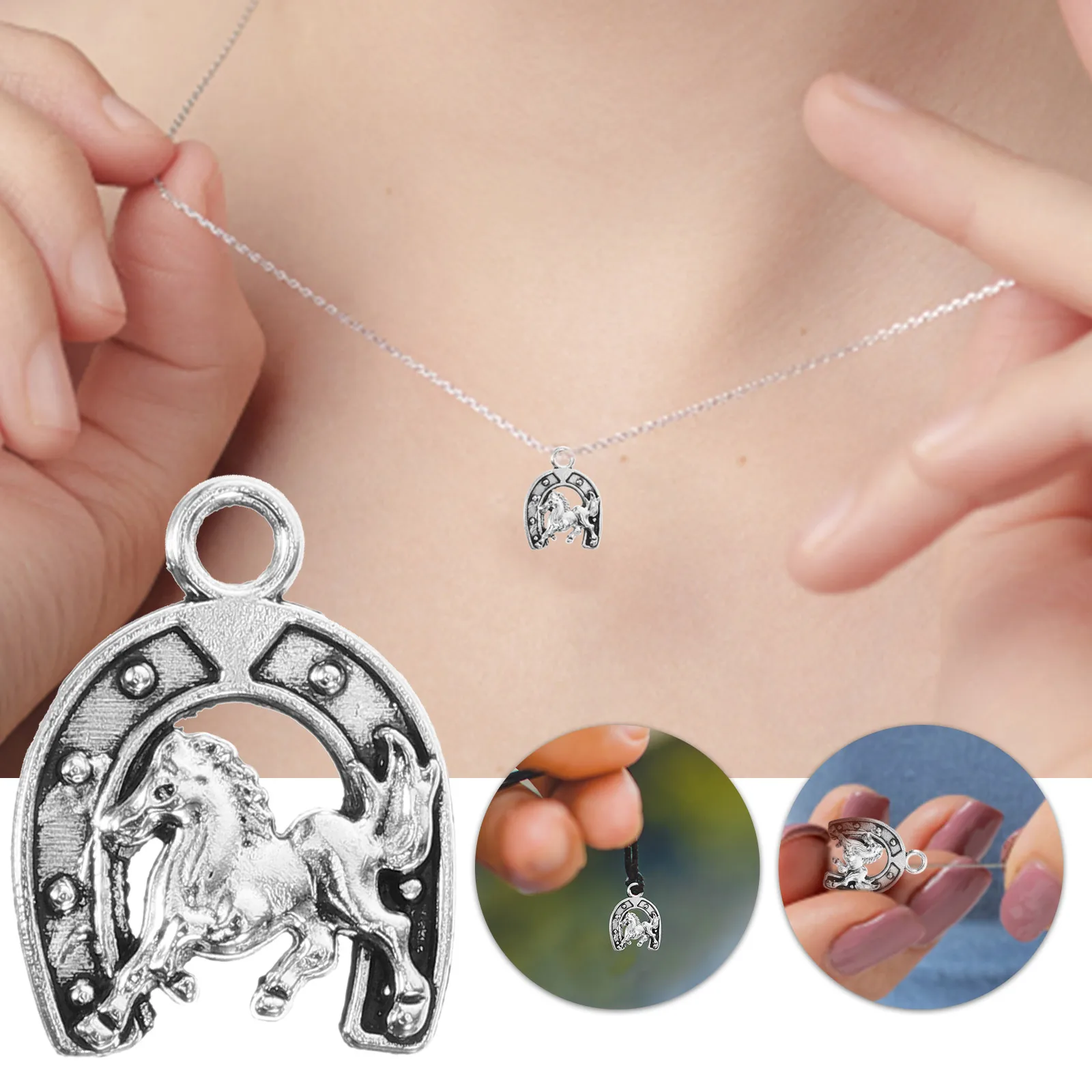 

50 Pcs Western Cowboy Pendant Necklace Pendants Bracelet Charms Accessories Horse Jewelry Making Alloy for Keychains