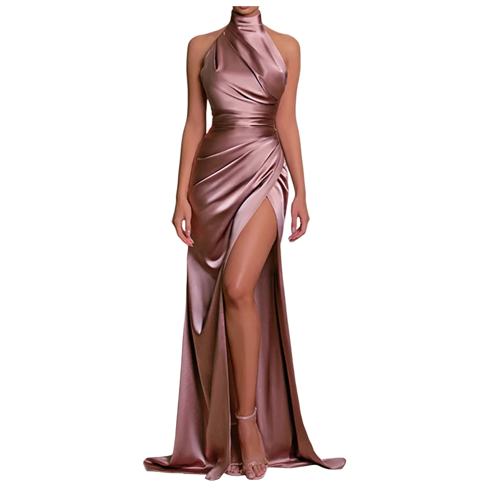 Robe de Soirée Longue et Élégante pour Femme, Tenue Éducative de Luxe, Col Licou, Dos aux, en Fibre, Sexy, Automne