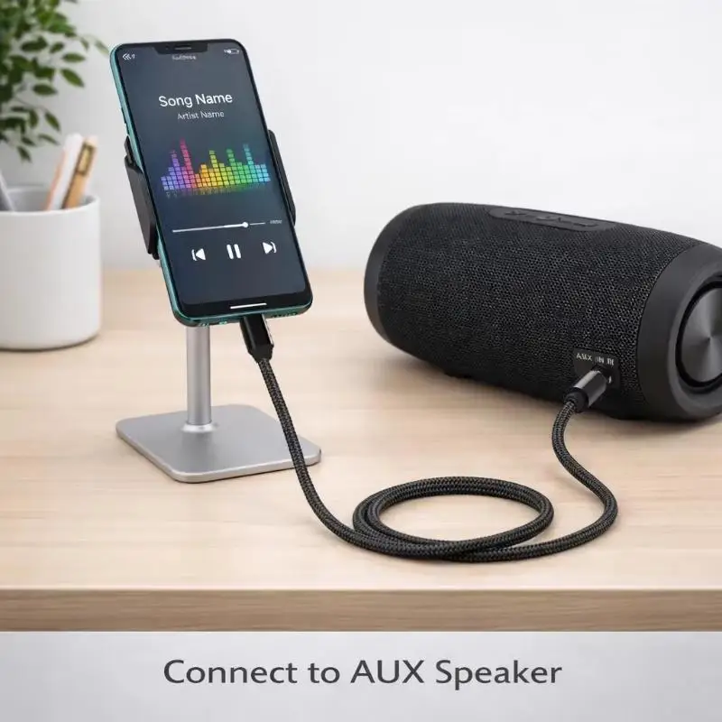 USB C To 35mm AUX Audio Cable Built In DAC Type C To AUX Adapter For USB C Phones Car AUX Speakers