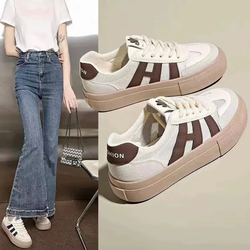 Retro Forrest Gump shoes, women's versatile single net sports and leisure shoes, new thick soled breathable board shoes