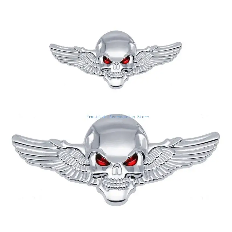 

U75E Skull Wing Metal Car Sticker Skull Emblems Badge Car Motorbike Decals Sticker Car Accessories Decoration