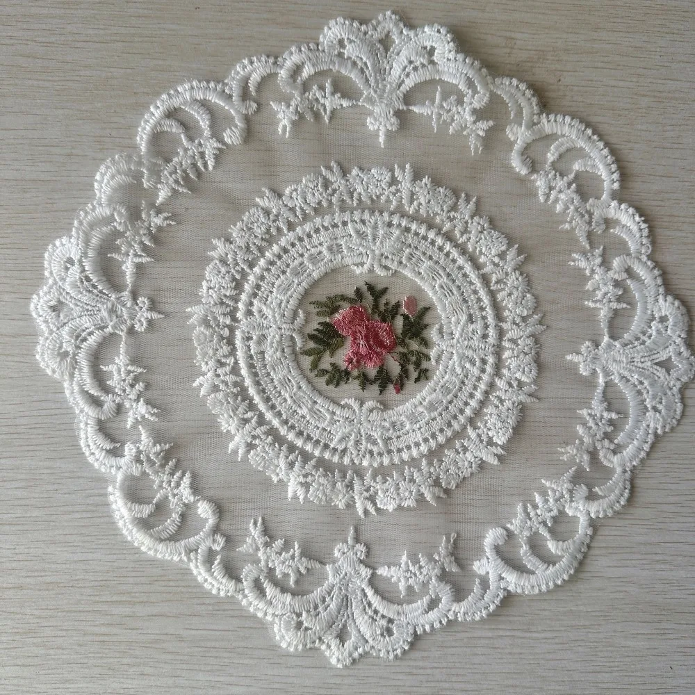 Beautiful Embroidery Doily European Style Floral Mesh Cloth Mat Table Decorations