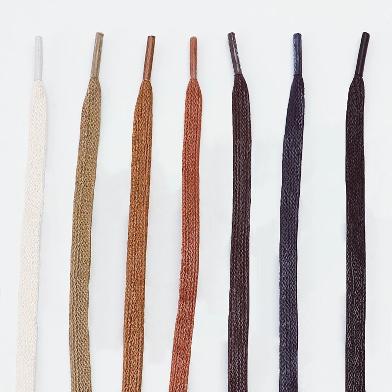 Flat Waxed Cotton Shoelace Waterproof Leather Shoe Laces for Boots Sneakers Casual Shoes Width 0.6cm Multiple Lengths and Colors
