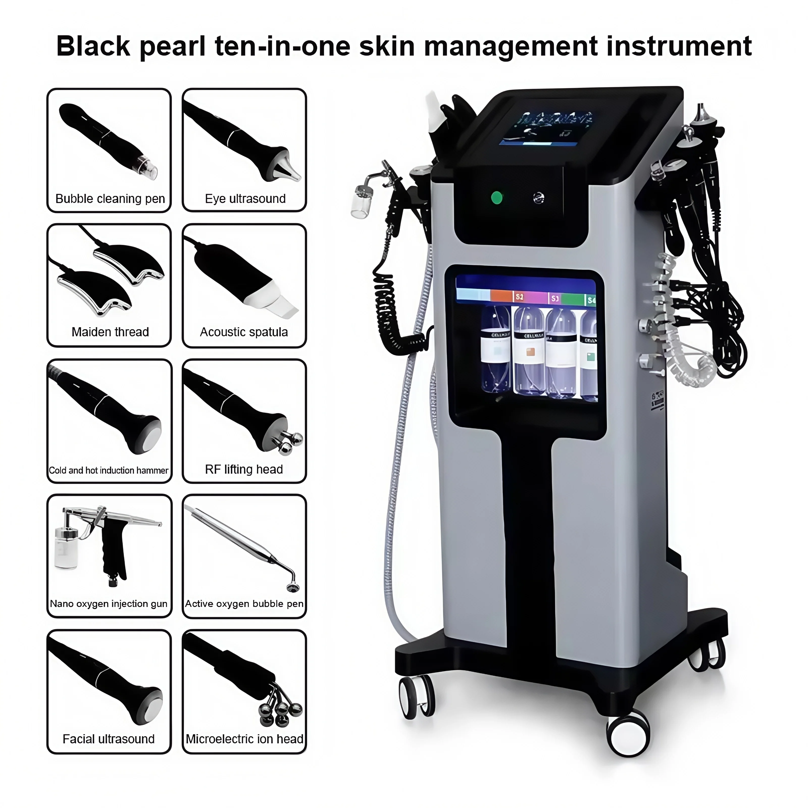 Ultifunction Hydro Dermabrasion Aqua Peeling Ultrasound Facial Care Oxygen Injection Skin Rejuvenation Whiting Beauty Machine