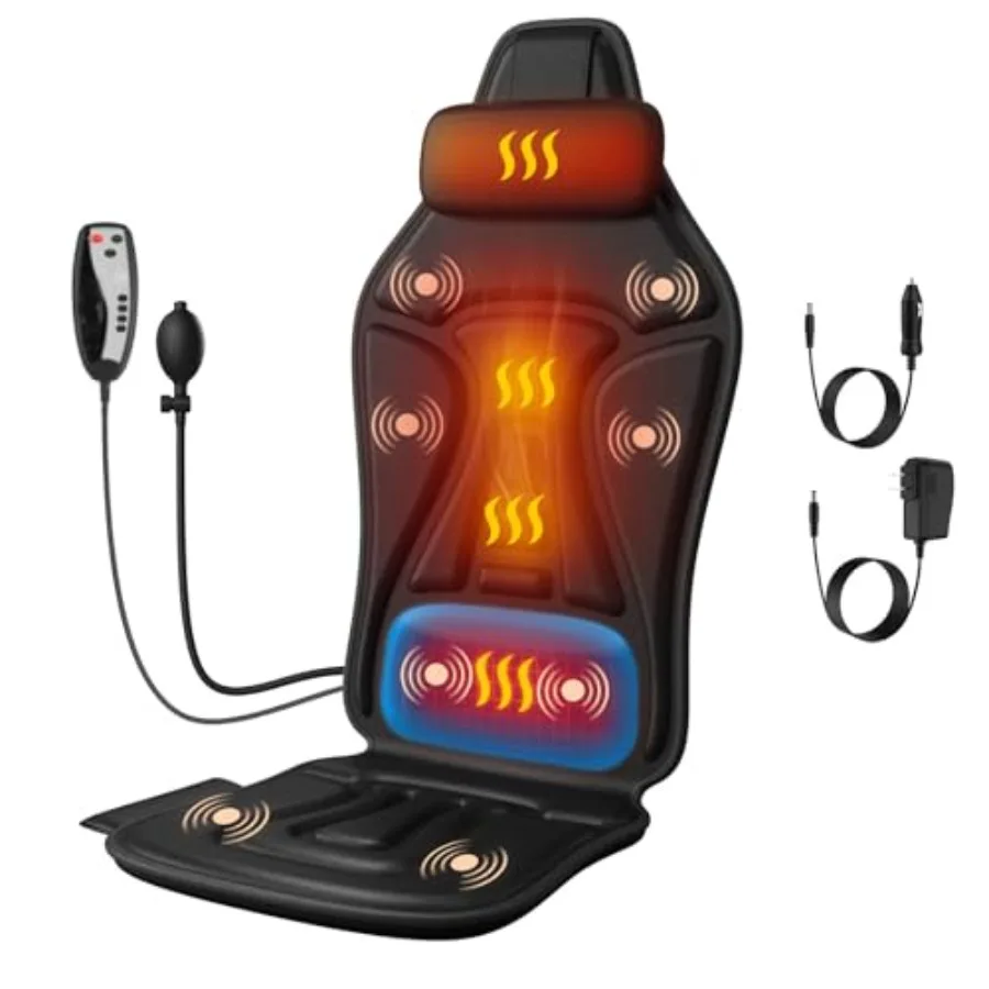 

Массажер для спины стула с тепловой массажной подушкой для стула с поясничной поддержкой и вибрационным сиденьем-массажером для пожилых офисных работников