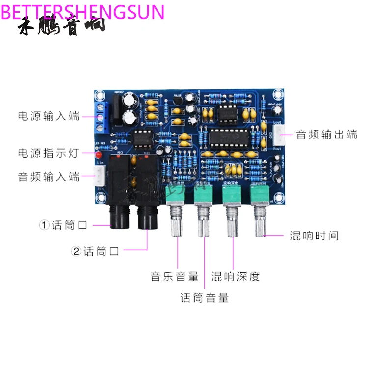 XH-M173 Karaoke Microphone Amplifier Board Karaoke Reverb Microphone Module Karaoke Amplifier Board Module Dual Power Ac12v