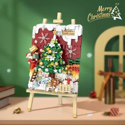 Mini bloques de construcción de árbol de Navidad para niños, juguetes de construcción DIY, rompecabezas Diorama, regalo de Navidad para niñas, regalo de vacaciones, decoración del hogar