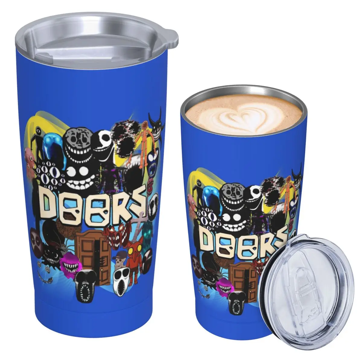 Doors All The Entities New Doors Game Update Stainless Steel Tumbler Vacuum Insulated Mug Thermal Cold Cup Straws With Lid 20oz