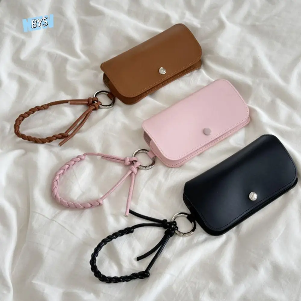 

Portable Pu Leather Glasses Bag Leather Weave Rope With Lanyard Glasses Storage Bag Korean Style Glasses Clip