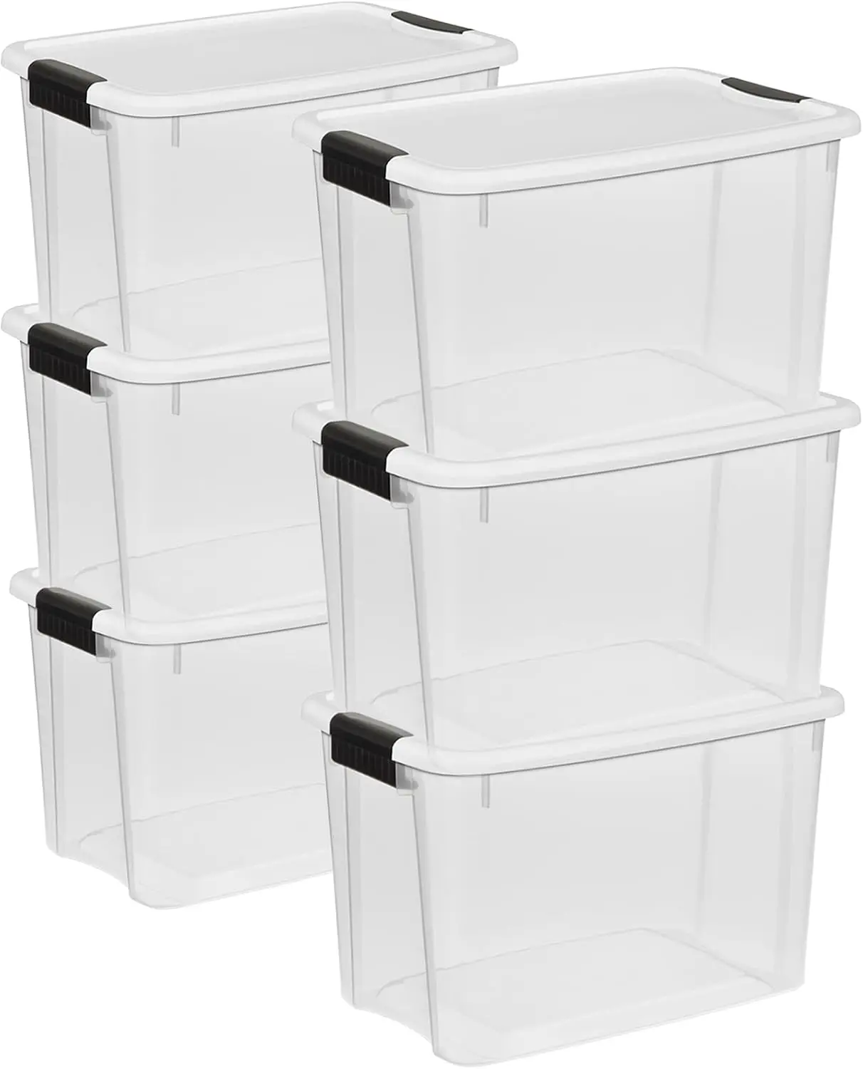 Sterilite Ultra Latch Box with Lids for Home and Office, 30 Quart, 6-Pack | Heavy-Duty and Stackable Plastic Containers with Latches for Closet, Cabinet, Bedroom, Bathroom and Dorm Room Organization