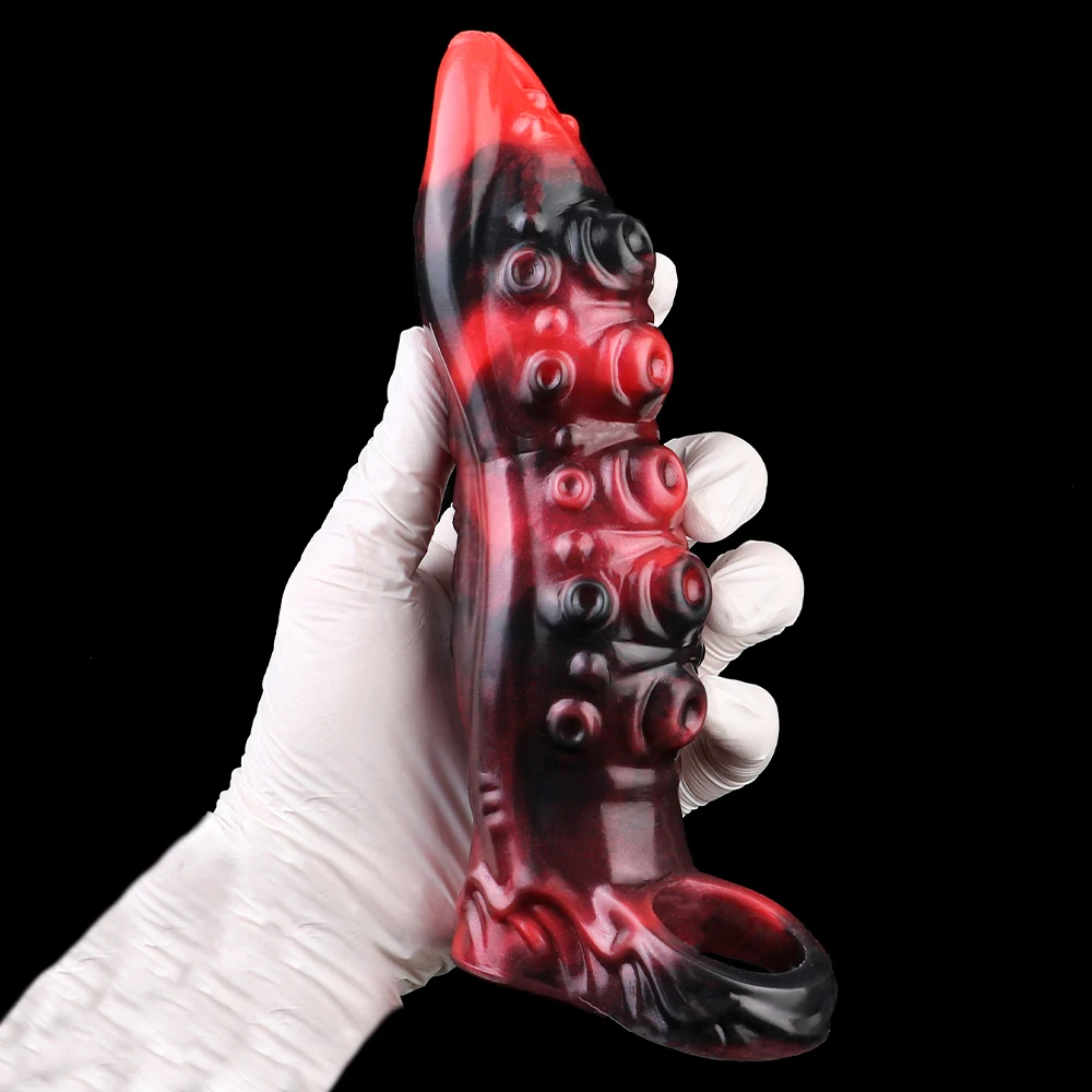 FAAK クローズドヘッドペニススリーブ サイズM L XL ラージ シリコン製 ファンタジー 馬 犬 結び目入り 中空ディルド 陰茎拡大セックストイ 男性用