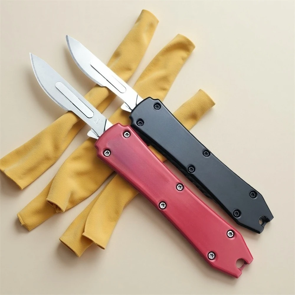 

Outdoor Portable Folding Knife 440C Tactical Blade with 10 Removable Blades Zinc Alloy Handle Hunting Tool