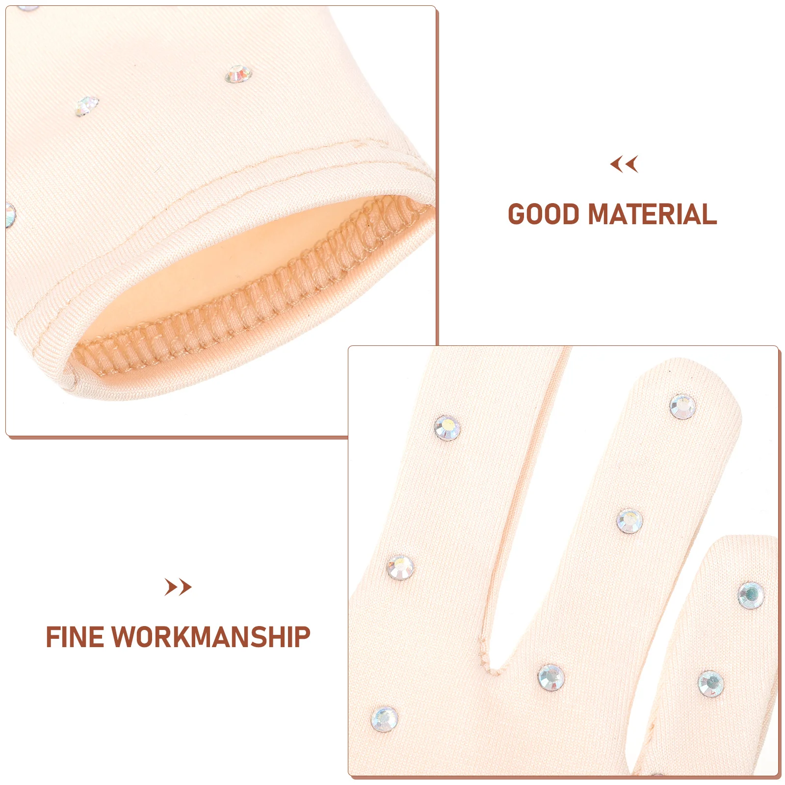 

1 Pair Sparkling Rhinestone Ice Skating Gloves For Women Girls Performance Opaque Comfortable Skating Hand Covers Costume