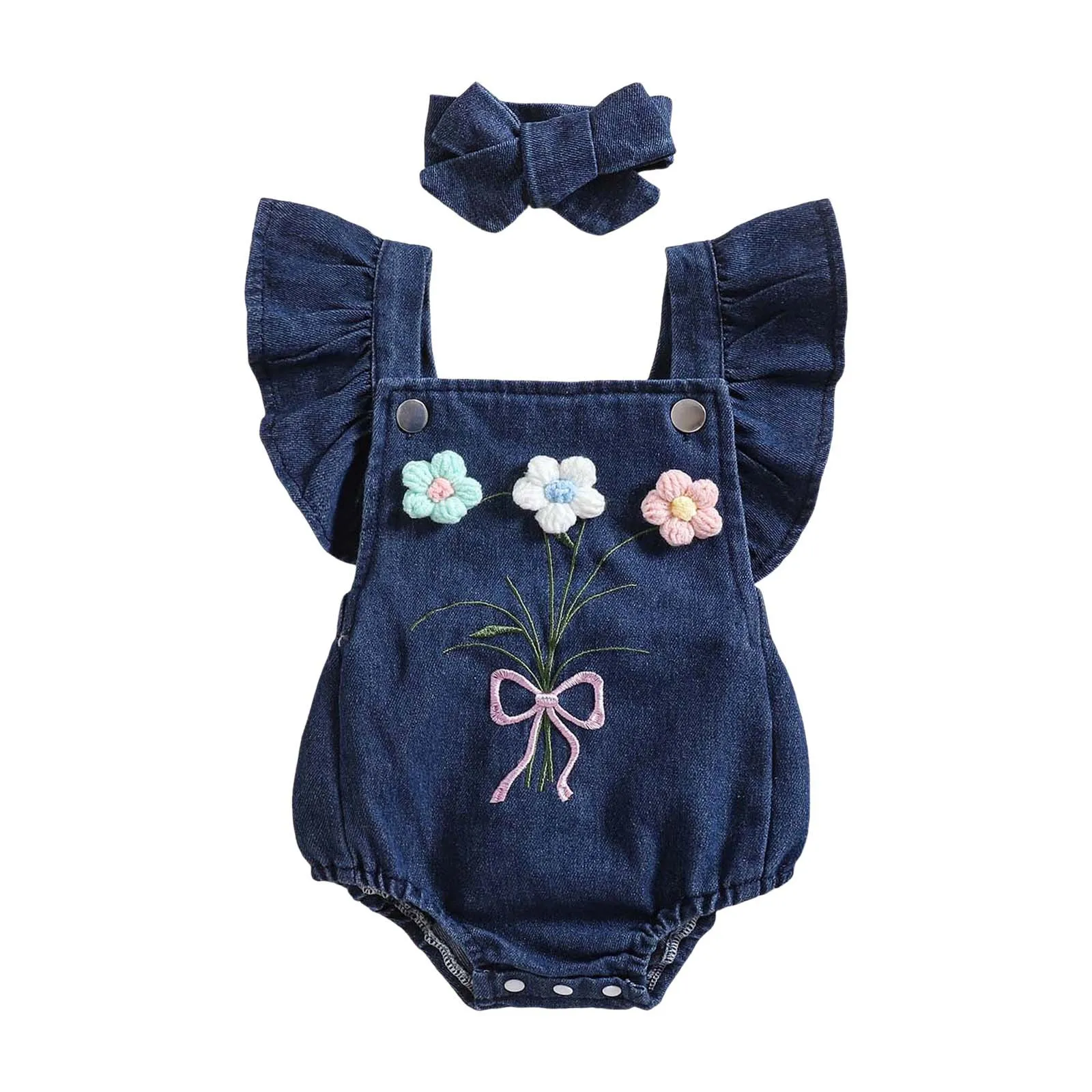

Smocked Romper Baby Girl Newborn Baby Girl Romper Dress Infant Girl Summer Outfits With Headband Ruffle Body Suits Baby Girl