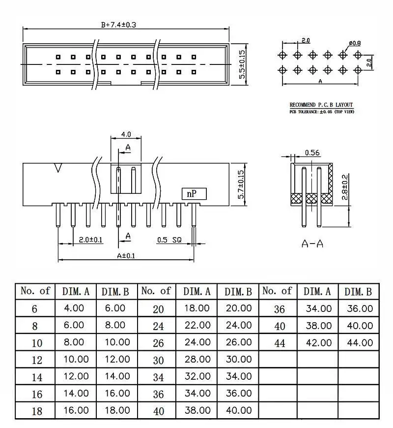 2~5~10 Stück einfache Bullhorn-Buchse 2,0 mm gerader Pin JTAG-Kabel DC3-6P 8P 10P 16P 20P 34P 40P 50P – Detail 1