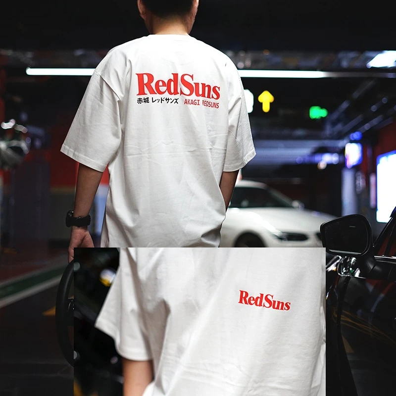 Japanese JDM Modified Initial D Akagi REDSUNS Pure Cotton T-shirt for Men's Clothing Women's 2026 Summer New T Shirt