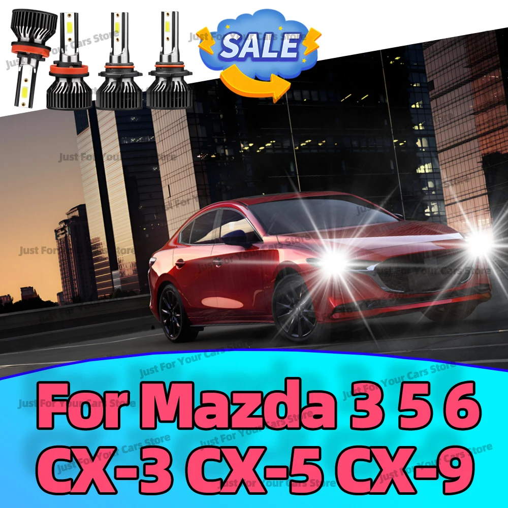 

2/4x LED Headlight 6000K Turbo High Low Beam Kit For Mazda6 (GJ GL) 2012-2023 Mazda 3 5 6 CX-3 CX-5 CX-9 2007-2015