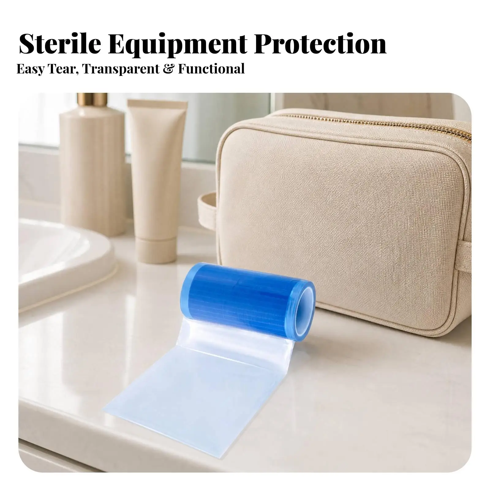 Self Adhesive PE Protective Film Roll 2 Pack Perforated Guard Sheets for General Surface Protection Hospitality Travel Use