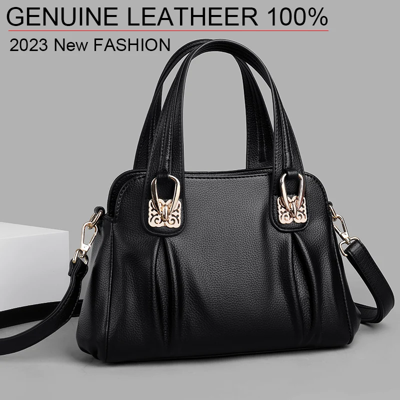 High Quality Soft Leather Large Capacity Woman Handbag Fashion Shoulder Messenger Bag Luxury Design Crossbody Purse Female Tote