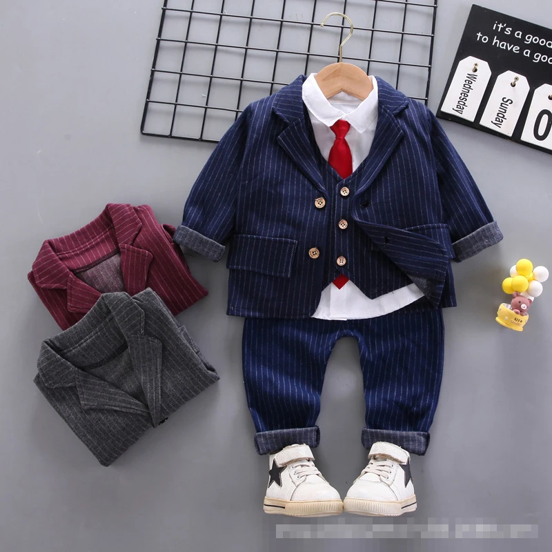 Infant Newborn Kids Toddler Gentlemen Suit Baby Boy Outfit Bow Tie Christening Formal Birthday Wedding Boys Clothes