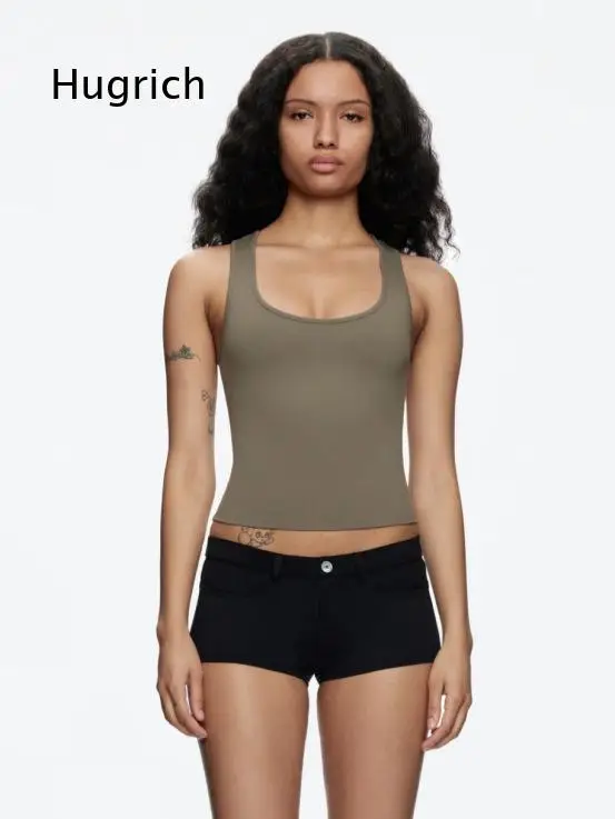 Women's Square Neck Racerback Tank Top Slim Fit Sleeveless Camisole Top Soft Stretch Casual Undershirt For Daily Wear Layering