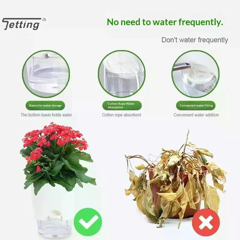 Hydroponic Pot Self Watering Flower Pot Liquid Farming Soilless Cultivation Planter Cotton Rope Watering