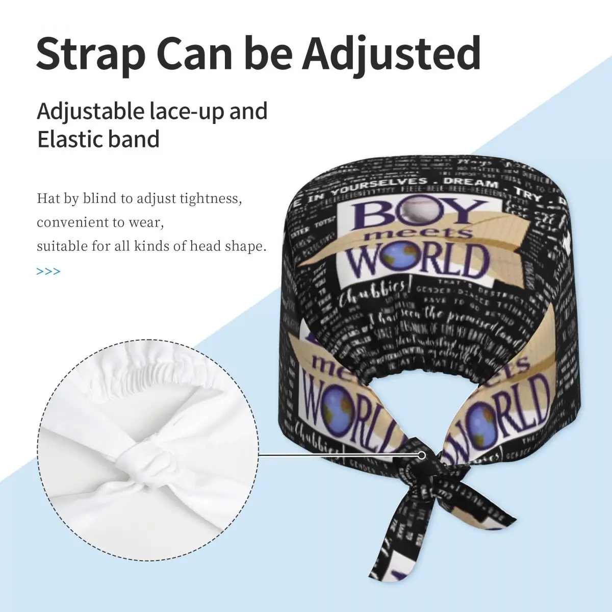 Мальчик встречает всемирные записываемые цитаты, скраб-шляпа, рабочая хирургическая шапочка для врача, мужские и женские регулируемые шапочки для кормления для стоматолога