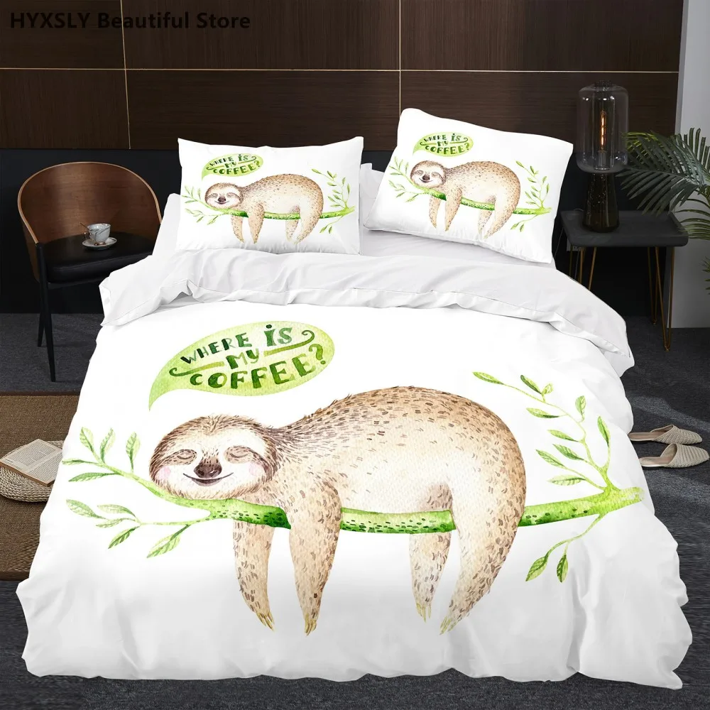 

Cute Sloth 3D Bedding Set Duvet Cover Pillowcases Comforter Linen Quilt Cover Room Decor For Boy Men Gift Twin Queen King Size