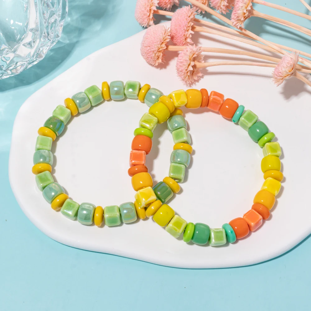 2022 New Design Colorful Elastic Colorful Bracelet Bohemain Multiple Shape Beads Bracelets Rainbow Beads Jewelry Gift