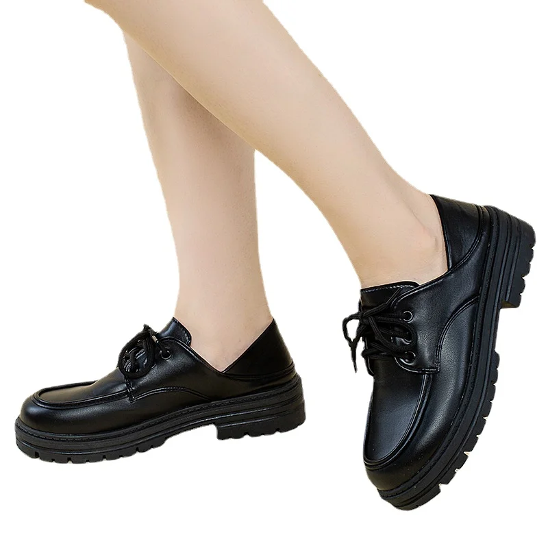 Zapatos de tacón de plataforma Mary Jane para mujer, zapatos simples de Lolita, zapatos de plataforma negros, zapatos de tacón medio dulce para estudiantes universitarios, zapatos individuales