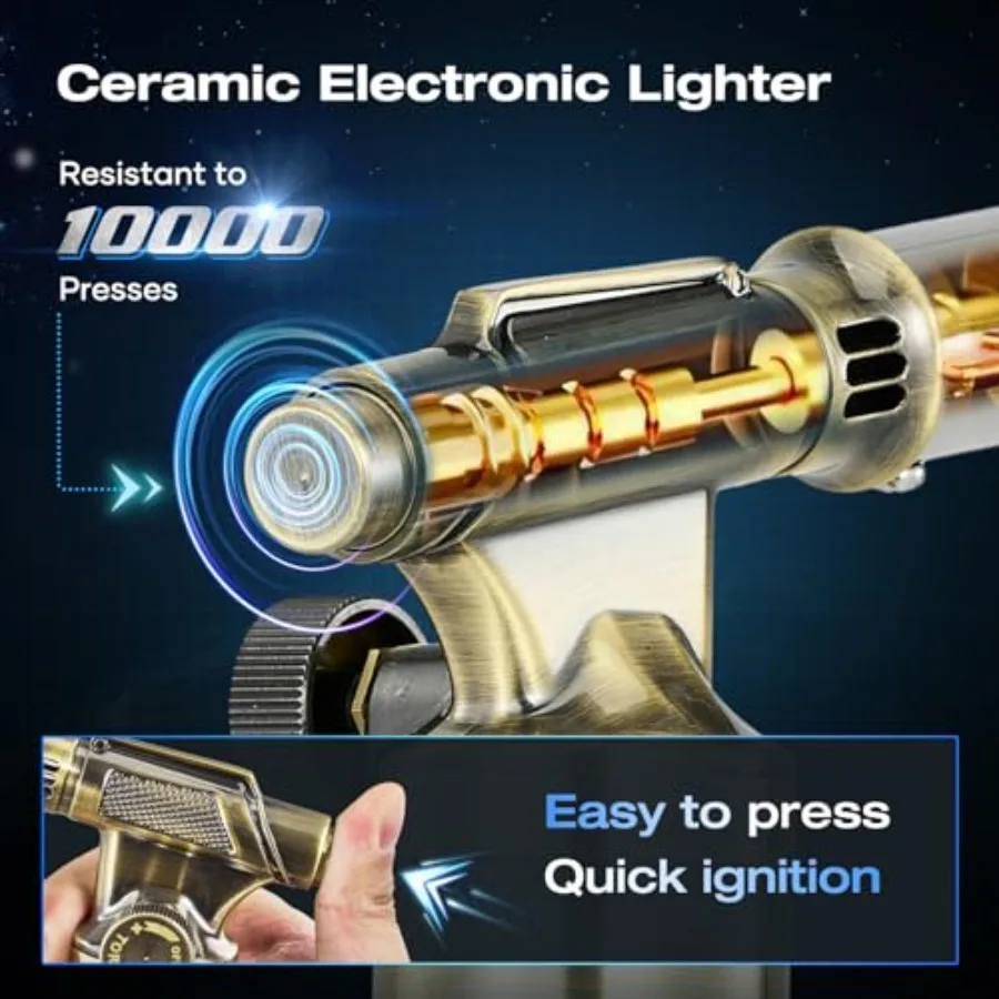 Butane TorchMini Kitchen Torch Lighters Butane Refillable with Adjustable Flame and Rotating Safety Loceal for BBQ Home Baking