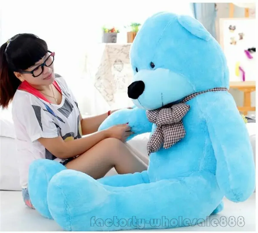 55inch Giant Hung Big Teddy Bear Blue Plush Soft Stuffed Gift Toys For Children Cute Plush Holiday Gift Free Shipping