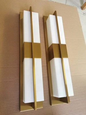 lamp rectangular natural marble wall light hotel corridor brass sconce